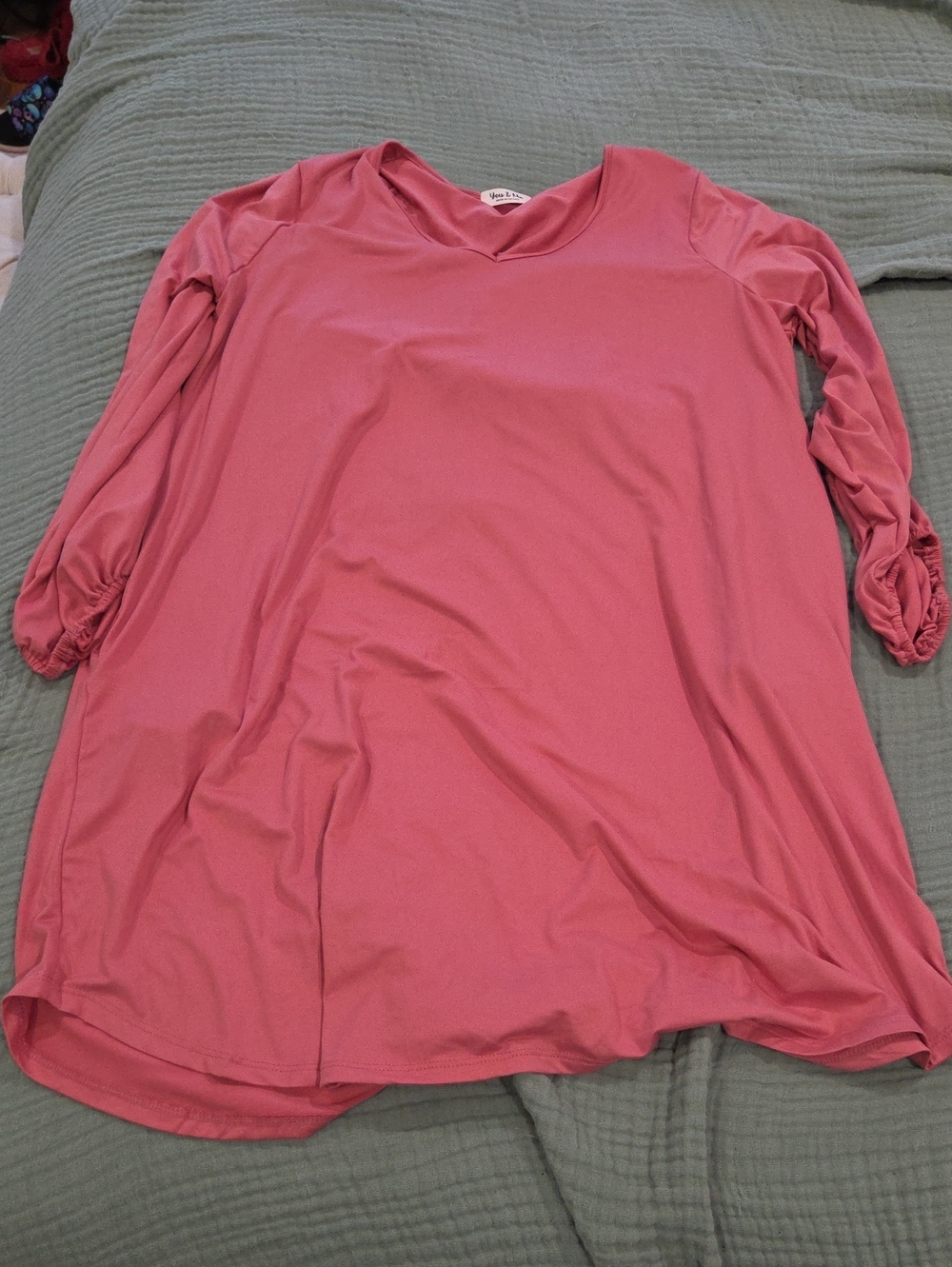 Long Sleeve V-Neck Tunic Dress in Dusty Rose